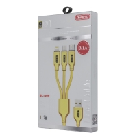 Кабель 3 в 1 BYZ BL-699 , USB - microUSB/Lightning/Type-C, 3.1 А, 1.2 м, золотистый Кабель 3 в 1 BYZ BL-699 , USB - microUSB/Lightning/Type-C, 3.1 А, 1.2 м, золотистый