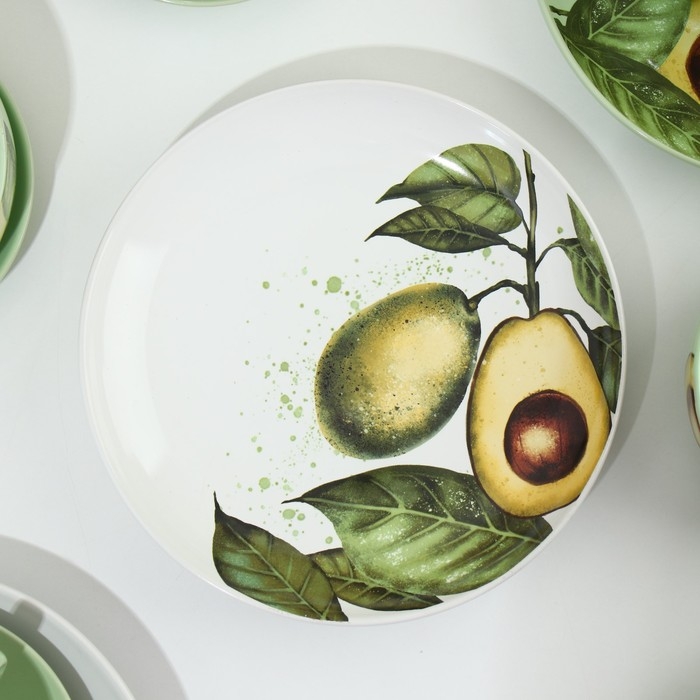Набор посуды из керамики на 4 персоны &laquo;Авокадо&raquo;, 16 предметов: 4 тарелки 23 см, 4 миски 14.5 см, 4 кружки 250 мл, 4 блюдца 15 см
