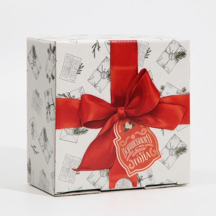 Коробка подарочная новогодняя складная &laquo;Ретро почта&raquo;, 15 х 15 х 7 см, Новый год