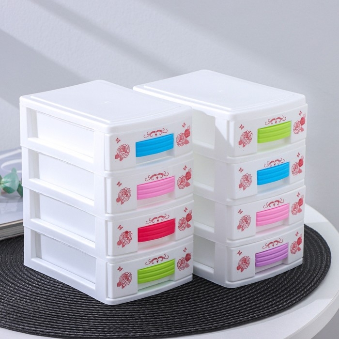 Мини - комод для мелочей 4 секции &laquo;Рози&raquo;, 13&times;9&times;15 см, цвет МИКС