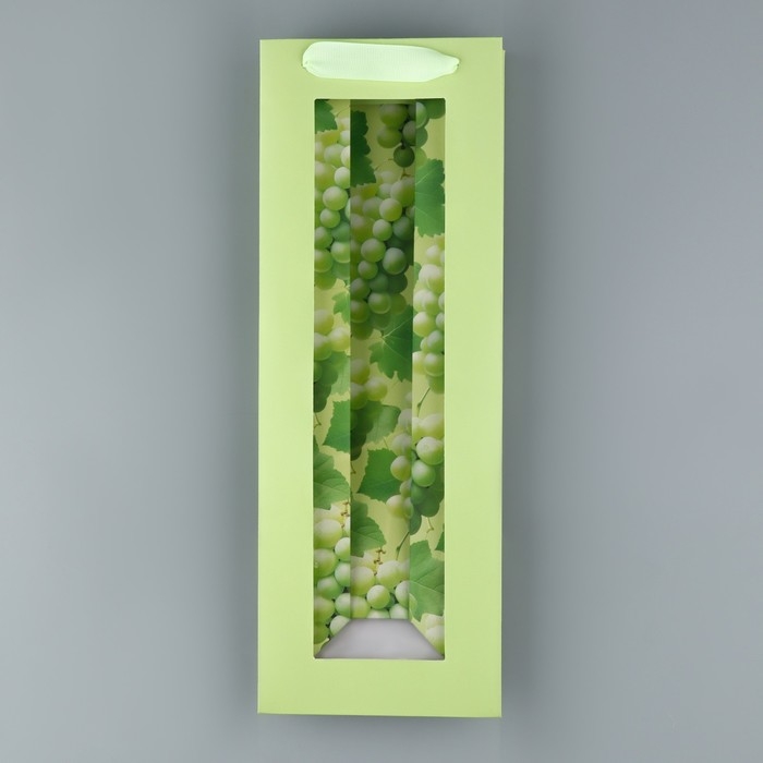 Пакет подарочный под бутылку, упаковка, &laquo;Виноград&raquo;, 36 х 13 х10 см