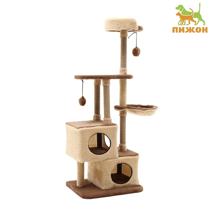 Комплекс для кошек с когтеточкой, разборный, 3-х уровневый, 80 х 42 х 139 см, бежевый Комплекс для кошек с когтеточкой, разборный, 3-х уровневый, 80 х 42 х 139 см, бежевый