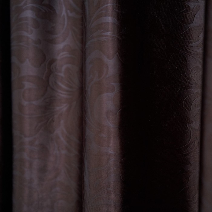 Штора портьерная для кухни Witerra Водевиль 135x180см, шоколад, блэкаут, пэ100%