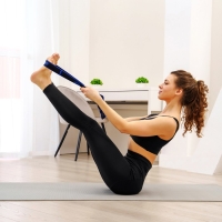 Эспандер-лента Sangh, эластичная, с захватами, 90х4 см, цвет синий