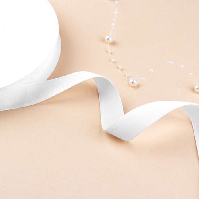 Лента бархатная, 20 мм, 18 ± 1 м, цвет белый №01 Лента бархатная, 20 мм, 18 ± 1 м, цвет белый №01