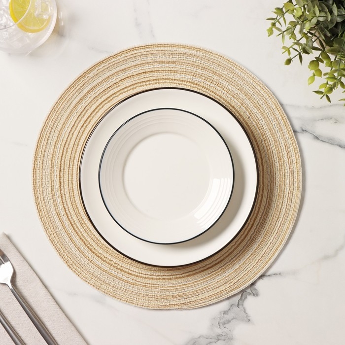 Салфетка сервировочная на стол Доляна &laquo;Дуо&raquo;, d=30 см, цвет бежевый