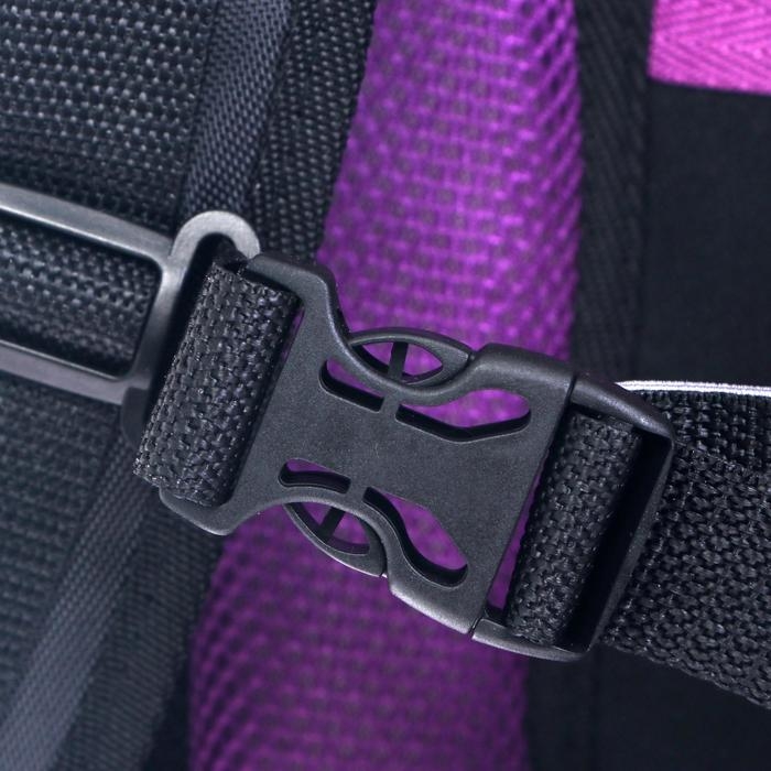 Рюкзак каркасный школьный 38 х 30 х 16 см, эргономичная спинка, Stavia "Авокадо", чёрный/сиреневый