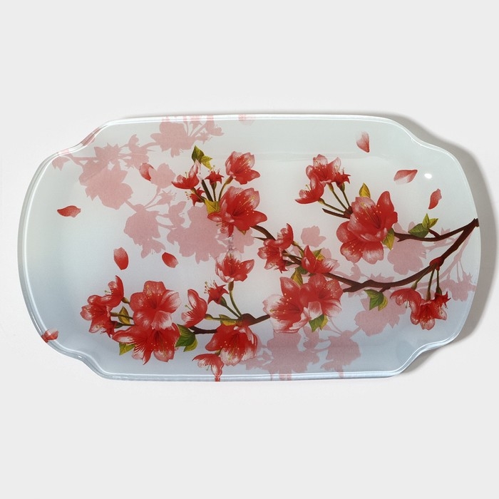 Блюдо сервировочное стеклянное Доляна «Сакура», 23,8×13,8 см Блюдо сервировочное стеклянное Доляна «Сакура», 23,8×13,8 см