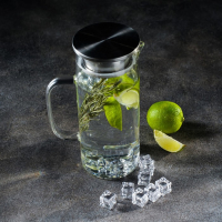 Кувшин для воды стеклянный с металлической крышкой Magistro &laquo;Богема&raquo;, 1 л, 9&times;21 см, с крышкой, цвет крышки серебряный