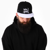 Кепка мужская с прямым козырьком New York, цвет чёрный, сетка, р-р 56