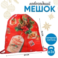 Новый год. Сумка под сладости 290 х 340 мм, «С Новым годом», посылка (мягкий полиэстер плотностью 210D) Новый год. Сумка под сладости 290 х 340 мм, «С Новым годом», посылка (мягкий полиэстер плотностью 210D)