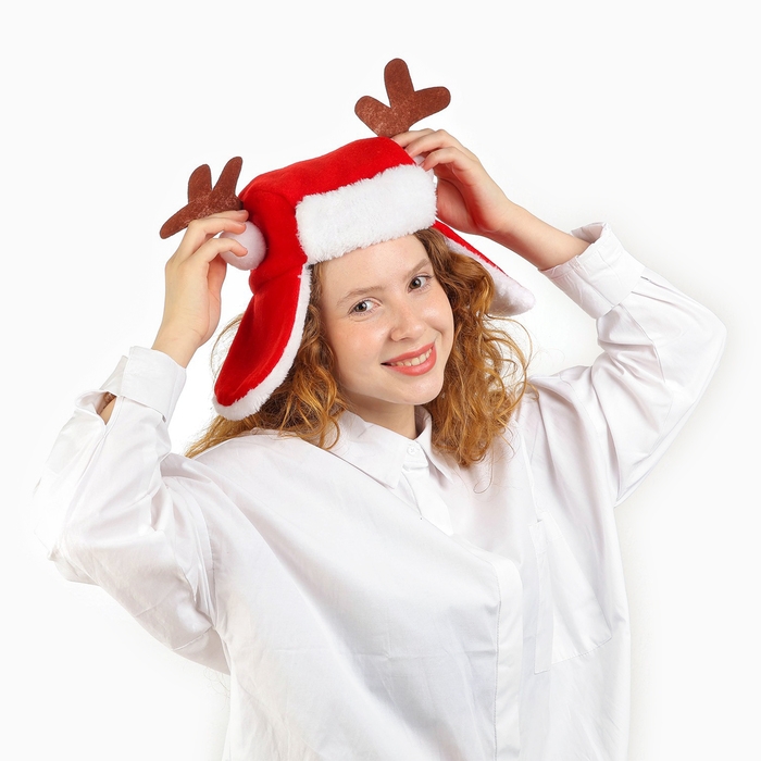 Карнавальная шапка &laquo;Ушанка&raquo; с рожками