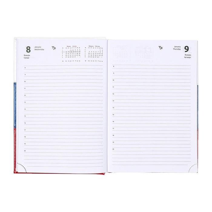 Ежедневник датированный 2025 года, deVENTE. Flag, A5 168 листов, твердая обложка кожзам с поролоном, тиснение фольгой, перфорация, ляссе, блок 70 г/м2