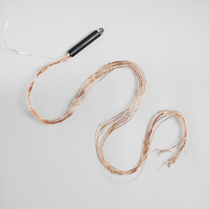 Гирлянда &laquo;Конский хвост&raquo; 8 нитей по 2 м, IP20, медная нить, 160 LED, свечение тёплое белое, USB