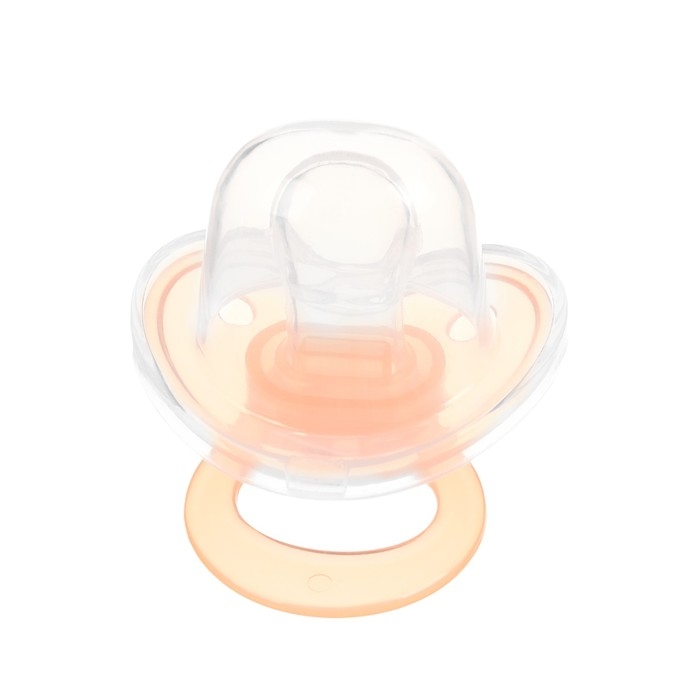Соска-пустышка ортодонтическая, силикон, +6 мес., с колпачком, цвет персик