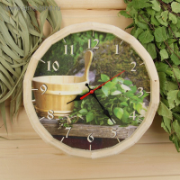 Часы банные бочонок "Банные принадлежности" Часы банные бочонок "Банные принадлежности"