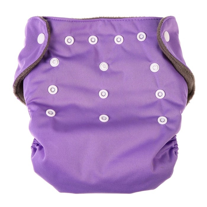 Многоразовый подгузник, 3-15 кг, угольно-бамбуковая ткань, цвет фиолетовый, Крошка Я