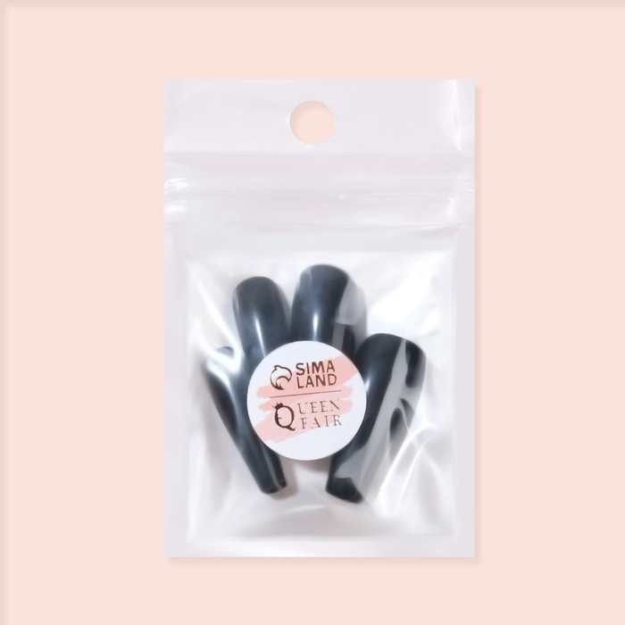 Накладные ногти, 24 шт, форма балерина, цвет чёрный Накладные ногти, 24 шт, форма балерина, цвет чёрный