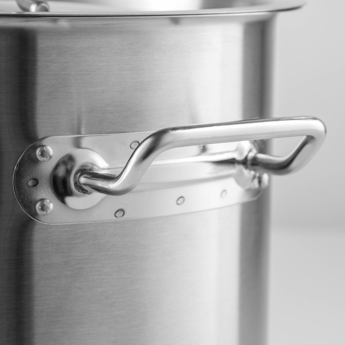 Кастрюля из нержавеющей стали Hanna Kn&ouml;vell HoReCa, 12 л, толщина 0,8 мм, 201 сталь, металлическая крышка