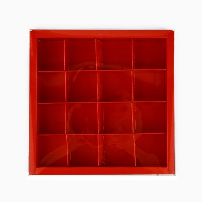 Коробка под 16 конфет с ячейками &laquo;Снежные домики&raquo;, 19 х 19 х 3 см