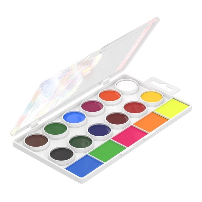 Акварель 17 цветов ErichKrause ArtBerry Neon, неоновая палитра с УФ-защитой, супер яркие, с увеличенными кюветами, европодвес, без кисти Акварель 17 цветов ErichKrause ArtBerry Neon, неоновая палитра с УФ-защитой, супер яркие, с увеличенными кюветами, европодвес, без кисти