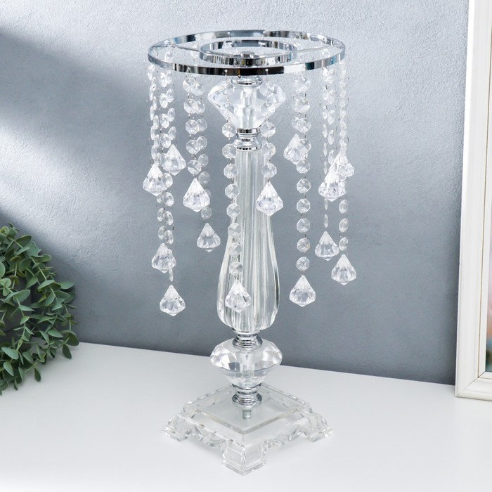 Подсвечник акрил на 1 свечу Подсвечник акрил на 1 свечу "Хрустальные капли" серебро 44х20х20 см