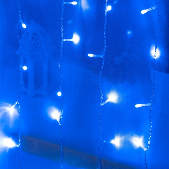 Гирлянда &laquo;Занавес&raquo; 2 &times; 3 м, IP20, прозрачная нить, 720 LED, свечение синее, 8 режимов, 220 В