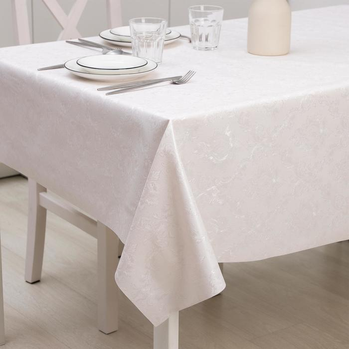 Клеёнка на стол &laquo;Орнамент&raquo;, на тканевой основе, рулон 20 метров, ширина 137 см, толщина 0,25 мм, цвет белый