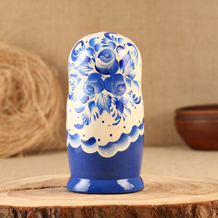 Матрёшка &laquo;Гжель&raquo;, синее платье, 5 кукольная, 18 см