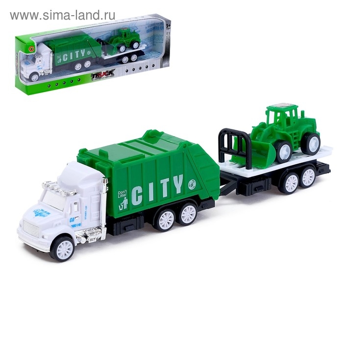 Грузовик инерционный «Городские службы» с трактором, МИКС Грузовик инерционный «Городские службы» с трактором, МИКС