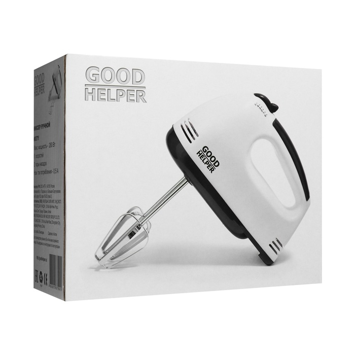 Миксер GOODHELPER НМ-371, ручной, 280 Вт, 5 скоростей, 2 насадки