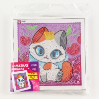 Алмазная мозаика для детей на раме с полным заполнением разнымии стразами &laquo;Кошечка&raquo;, 15 х 15 см