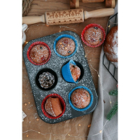 Форма для выпечки Доляна &laquo;Силикон плюс&raquo;, 27&times;18,5 см, 6 ячеек, силиконовые вкладки, антипригарное покрытие, цвет формочек МИКС