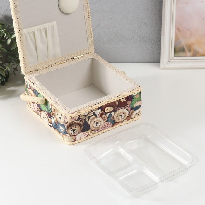 Шкатулка для рукоделия Шкатулка для рукоделия "Плюшевые медвежата" 20х20х11 см