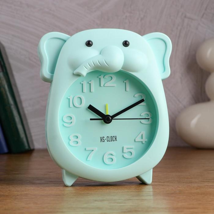 Часы - будильник Часы - будильник "Слонёнок", с подвесом, дискретный ход, 14.5 х 5 х 16.5 см, d-10.5 см, АА