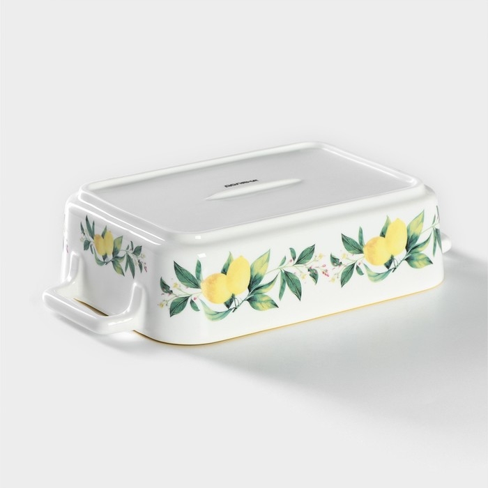 Форма для выпечки из жаропрочной керамики прямоугольная Доляна &laquo;Лимон&raquo;, 27&times;15 см, цвет белый