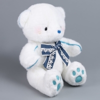 Мягкая игрушка &laquo;Мишка с жемчугом&raquo;, с бантиком, 25 см, цвет голубой
