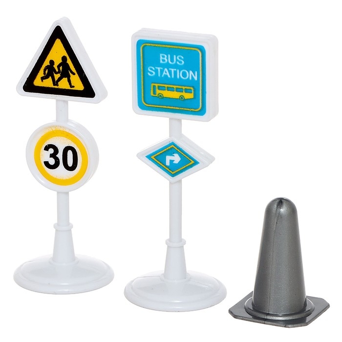 Набор машинок &laquo;Спецтехника&raquo;, 3 шт, дорожные знаки, МИКС