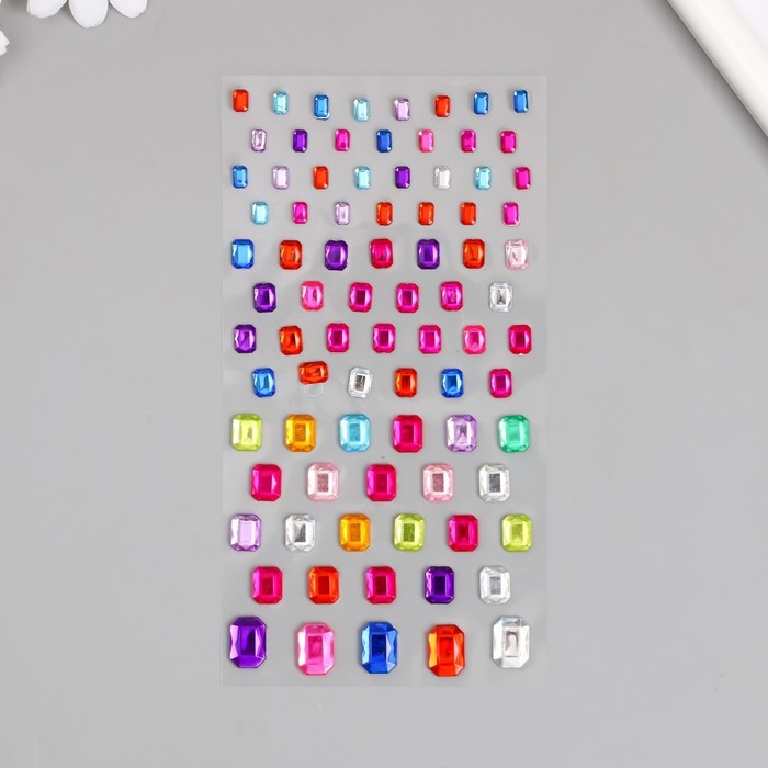 Наклейка пластик стразы Наклейка пластик стразы "Прямоугольные разных размеров" МИКС 9х16,5 см