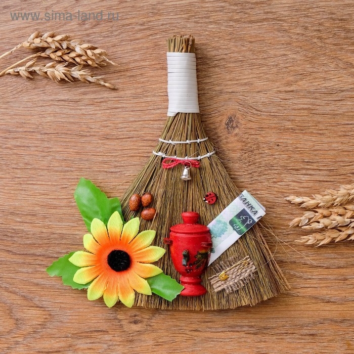 Оберег &laquo;Веник&raquo;, с самоваром, микс