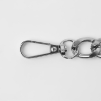 Цепочка для сумки, с карабинами, металлическая, плоская, 18 &times; 13 мм, 60 см, цвет серебряный