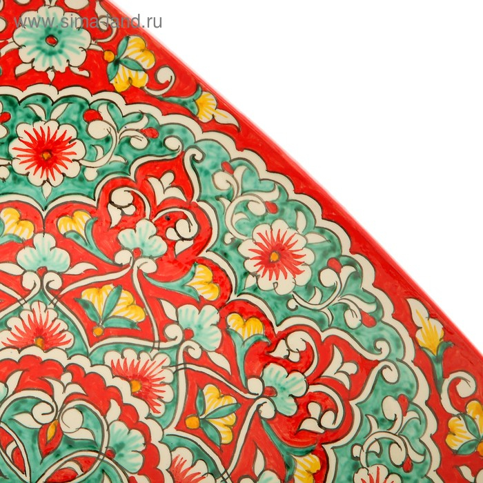 Ляган Риштанская Керамика Ляган Риштанская Керамика "Узоры", 32 см, квадратный, синий микс