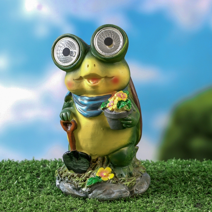 Садовый фонарь Садовый фонарь "Лягушонок садовод" 7х8х15см
