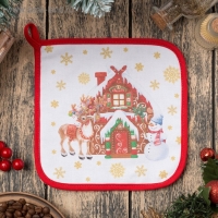 Прихватка &laquo;Новогодние игрушки&raquo; саржа, 19х19см,100% х/л,ватин 250г/м2