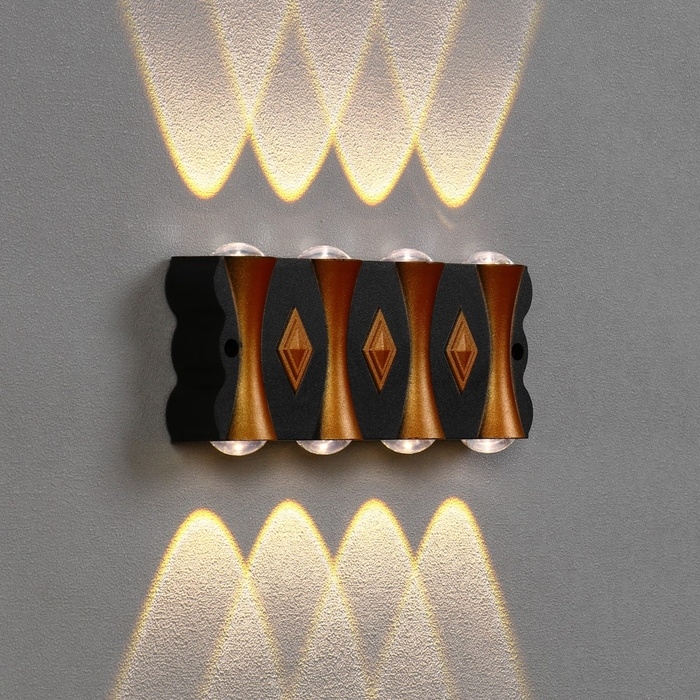 Светильник фасадный &laquo;Глосс&raquo;, FSD-044, 8 Вт, 3000К, 4 луча, IP65, 220 В, пластик, черный