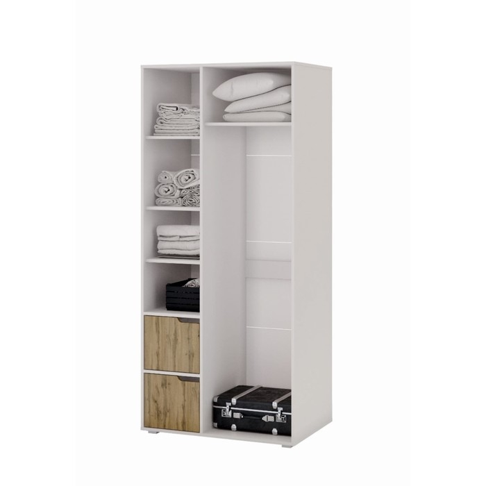 Шкаф двухстворчатый Харви, 900х605х2020, Белый/Дуб вотан