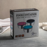 Набор салатников из нержавеющей стали с крышками &laquo;Яркая сталь&raquo;, 3 шт: d=12 см, d=14 см, d=16 см, 800 мл, 600 мл, 400 мл, цвет МИКС