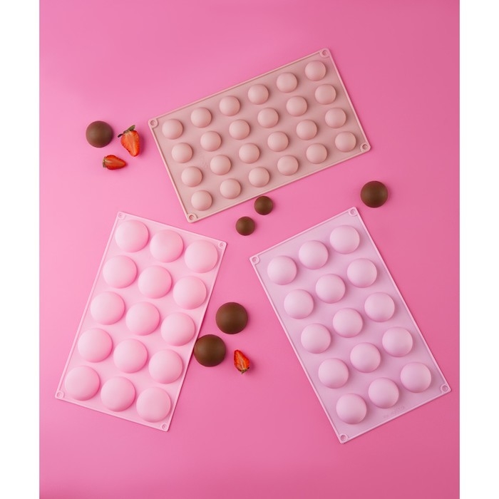 Набор форм для выпечки Доляна «Полусферы», силикон, 30×17 см, цвет МИКС Набор форм для выпечки Доляна «Полусферы», силикон, 30×17 см, цвет МИКС