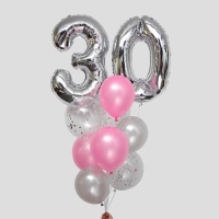 Набор воздушных шаров &laquo;30 лет&raquo;, латекс, фольга, цвет серебро, 11 шт.