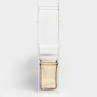 Стеллаж с корзиной для белья и перекладинами, 2-х ярусный, объем корзины 45 л, 38&times;35&times;160 см, цвет белый